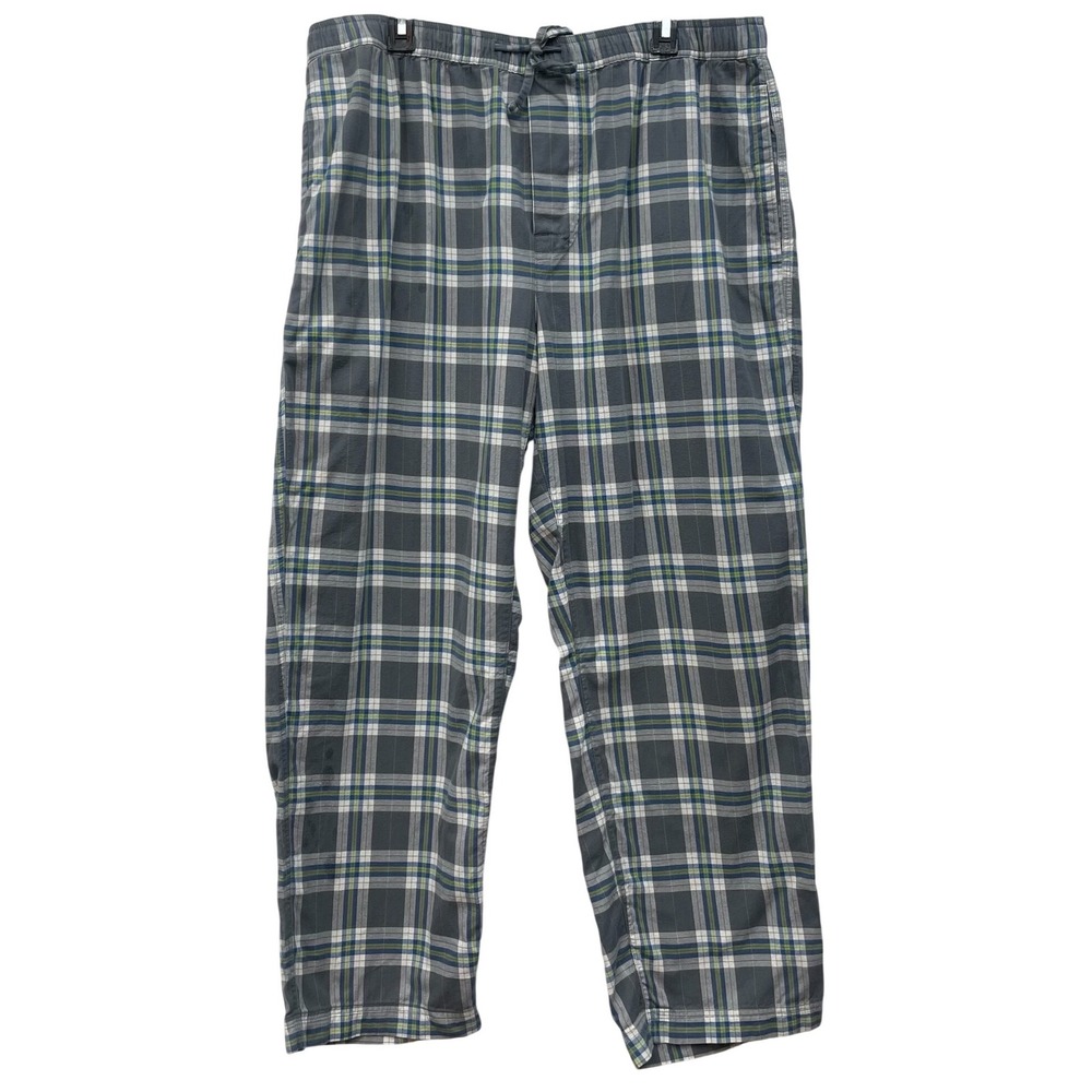Life Is Good Mens Pajama Pants Plaid XL Blue Green Cotton Sleep Lounge Wear